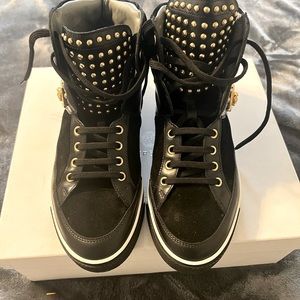 Versace-Black suede with gold beads sneakers with original box
